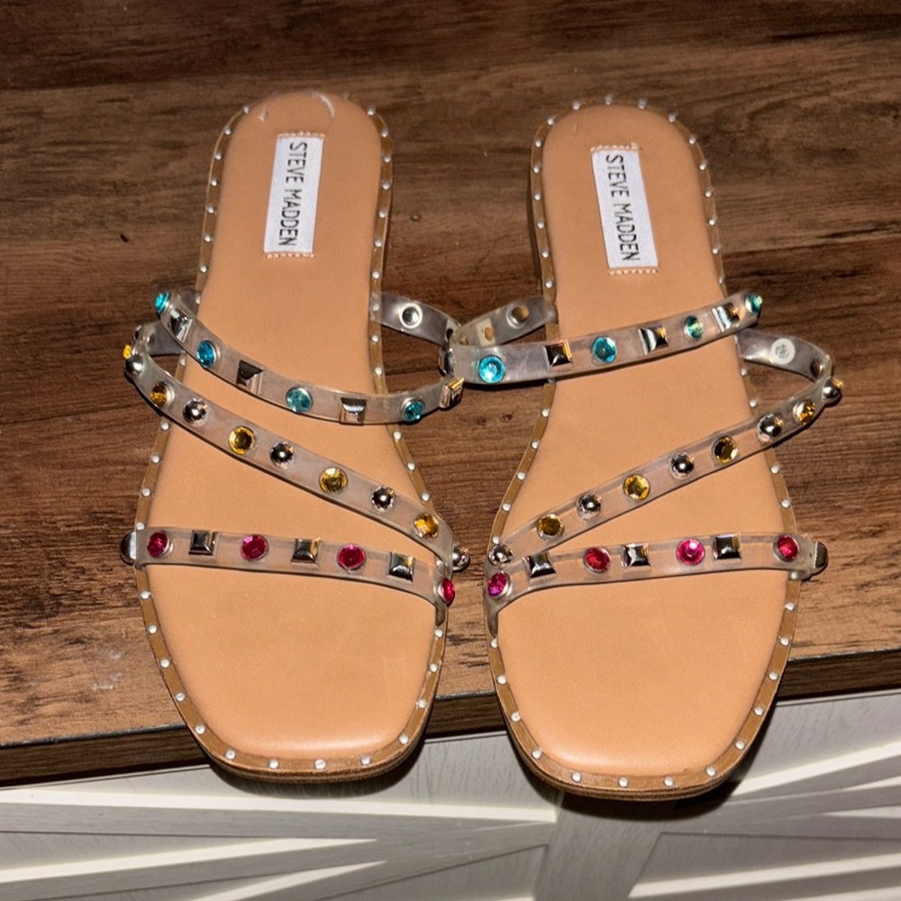 Steve Madden Clear Studded Sandals